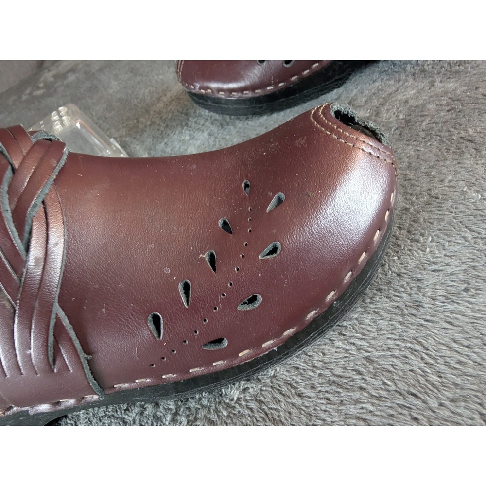 Vintage Clog Master Swedish‎ Leather Peep Toe Clogs EU 38 handmade cottagecore - Picture 5 of 7